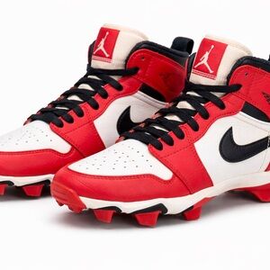 Nike Air Jordan 1 Retro Kids Red/White/Black Youth Cleats Sneakers Baseball 4.5